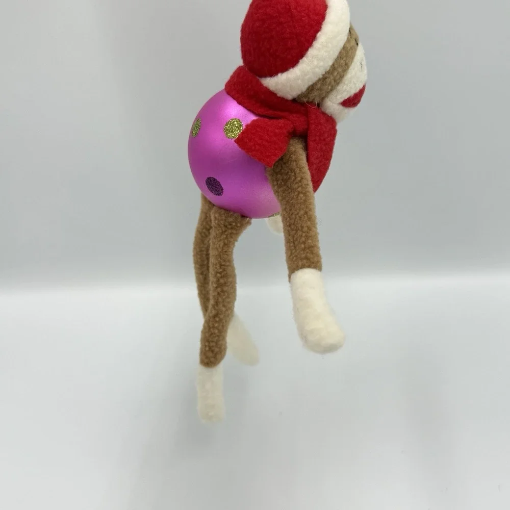 Lot of 3 Monkey‎ Ornaments Christmas Holiday Tree Sock Monkey Hanging